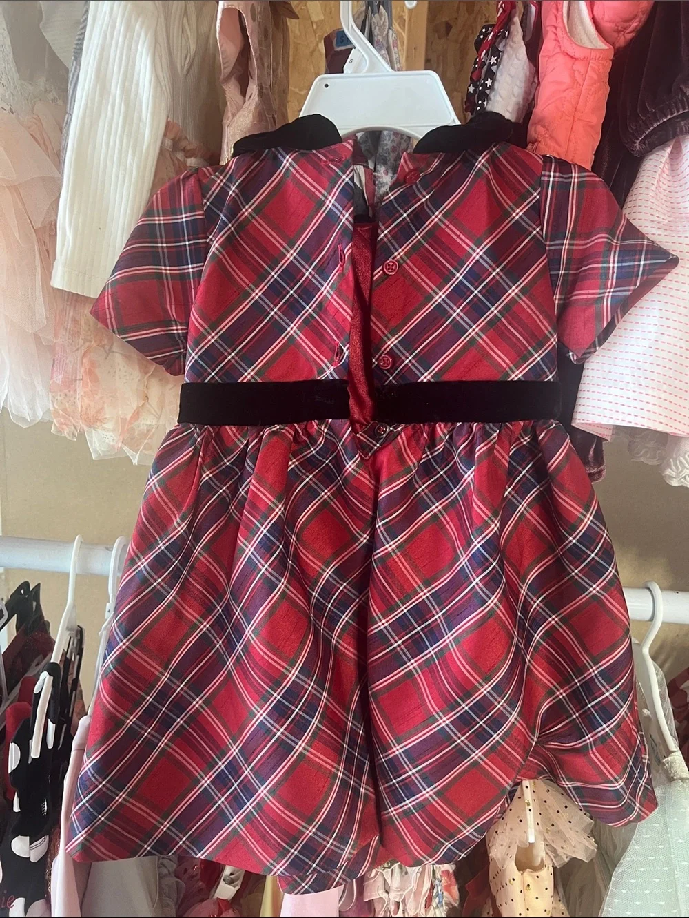 Gymboree Red Plaid Dress with Black Velvet Bow